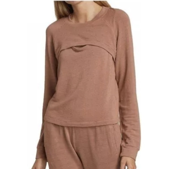 Monrow NWT Peekaboo Multi Layer Long Sleeve Top - Picture 1 of 16